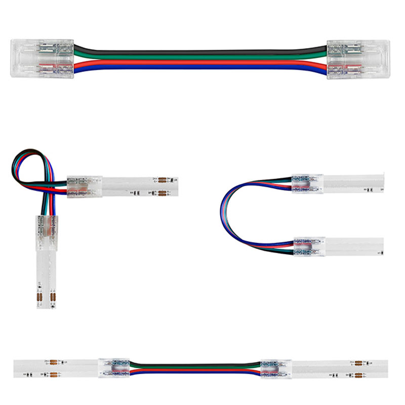 Solderless 10mm Tape to Tape COB RGB LED Strip Light 4-Pin Connector